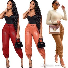 Designer Women Leather Pants 2023 Spring Wear Solid Colour Slim Casual Sexy Pu Leggings