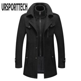 Men's Wool Blends Winter Coat Solid Color Cold Resistant Men en Overcoat Double Collar Casual Trench Male Oversized 4XL 221206
