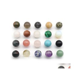 Stone 20Mm Natural Stone Loose Beads Amethyst Rose Quartz Turquoise Agate 7Chakra Diy Nonporous Round Ball Yoga Healing Guides 2475 Dhoec
