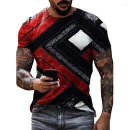 T-shirt da uomo T-shirt da uomo oversize T-shirt estiva con stampa a mosaico T-shirt Tops T-shirt a maniche corte Casual allentato Abbigliamento maschile 3D