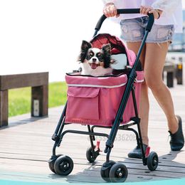 Dog Car Seat Covers Portable Folding Pet Cart Cat Teddy Compact Four-wheeled Outdoor Travel Gear Go Out Light Stroller
