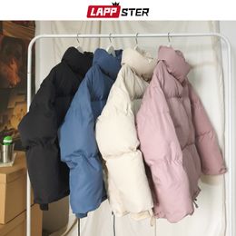 Mens Down Parkas LAPPSTER Men Solid Thick Winter Colorfuls Bubble Coat Korean Fashions Pockets Puffer Jacket Women Beige Parka Jackets 221207