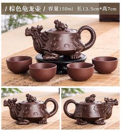 Teaware Sets 150ml Authentic Yixing Dragon Teapot Sets 5pcs Ceramic Purple Clay Kung Fu Tea 4 Cups Handmade Zisha