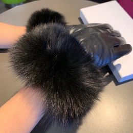 Designer Gloves Leather CH Glove Ladies Sheepskin Rabbit Fur Winter Mitten For Women Official Replica Counter Quality European Size T0P Perfect Gift TT