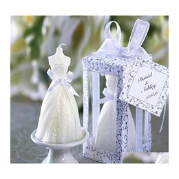 Candles 1Pc White Bride Dress Shape Design Candle Elegant Bridal Boxed Candles Valentines Day Wedding Party Surprise Decor Gifts Inv Dhxnu