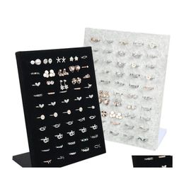 Jewellery Stand Black/Gray Veet Display Case Jewellery Ring Displays Stand Board Holder Storage Box Plate Organiser 1241 E3 Drop Deliver Dh3Vf