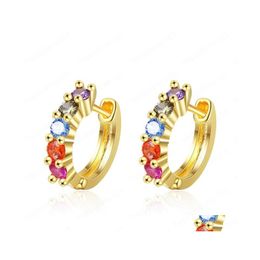 Hoop Huggie Sier Hoop Earrings For Women Colorf Crystal Stud Earring Boho Gold Colour Rhinestone Statement Jewellery Drop Delivery Dhly0