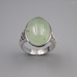 Cluster Rings Pure 925 Sterling Silver Ring Width 20mm Prehnite Oval Bead US Size 6-10