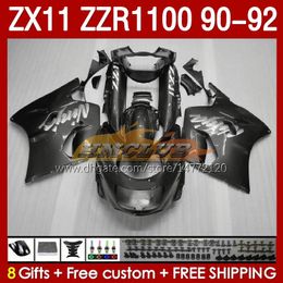 ABS Fairings Kit For KAWASAKI NINJA ZX 11 R 11R ZZR-1100 ZX11 R ZX-11R 1990 1991 1992 Bodywork 164No.133 ZZR 1100 CC ZX-11 R 90-92 ZZR1100 ZX11R 90 91 92 Fairing glossy grey