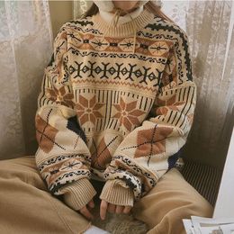 Women s Sweaters Autumn Winter Indie Folk Pullovers Computer Knitted O Neck Full Japan Style For Couple 221206