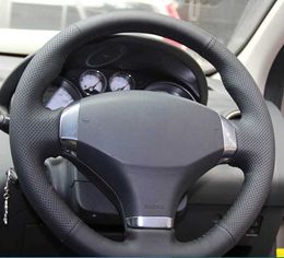 Customised Car Steering Wheel Cover Anti-Slip Leather Original Steering Wheel Braid Car Accessories For Peugeot 408 2013