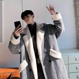 Men's Trench Coats Winter Warm Lamb Wool Padded Coat Men Polar Fleece Trend Handsome Long Jacket Comfortable Elegant Windbreaker Unisex