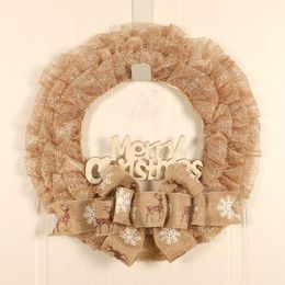 Decorative Flowers Christmas Wreath Battery Operated Lights 2022 Letter Card Ribbon Hoop Garland Day Decoration Door