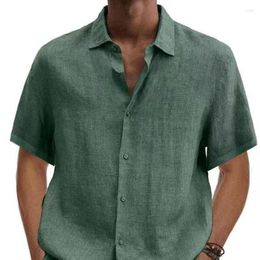 Men's Casual Shirts Linen Mens Blouse Short Sleeve Buttons Summer Solid Comfortable Pure Cotton And Loose Holiday Tee Tops S-5XL