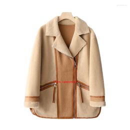 Women's Fur Winter Lambswool Coat Women Korean Fashion Zipper Warm Jacket Female Loose Granular Sheep Velvet Overcoat Ladies H2627