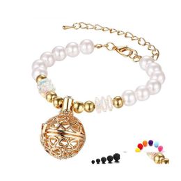 Beaded Aromatherapy Diffuser Bracelet Gold Sier Heart Shaped Bracelets With Lava Stone Fashion Jewellery Holiday Gifts Drop Delivery Dhiwf