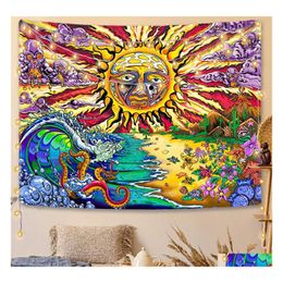 Blankets Blanket Mandala Tapestry White Black Sun And Moon Wall Hanging Tarot Hippie Tapestrys Home Dorm Pack Inventory Wholesale Dr Dh8Cq