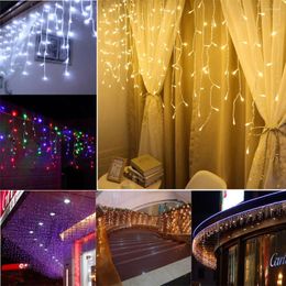 Strings LED Window Curtain Icicle String Fairy Lights Wedding Party Christmas Decor Frosted Shower Long Curtains For Bedroom