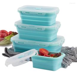 Dinnerware Sets Silicone Collapsible Lunch Box Portable Storage Container Bento Microwavable Picnic Camping Outdoor Eco-Friendly Salad