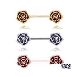 Nipple Rings Stainless Steel Retro Electroplate Rose Nipple Rings Puncture Ornaments Women Body Jewellery 2 8Ll T2 Drop Delivery Dht8D