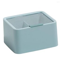 Storage Boxes Box With Transparent Lid Double-Compartments Stationery Organiser Dustproof Sundries Cotton Pad Holder Bathroom Pink