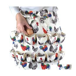 Kitchen Apron Mti Pocket Waist Apron Cock Printed Egg Collecting Aprons Fit Farmhouse Farm Home Kitchen 3 8 12 Pockets 33Zm E1 Drop Dht8J