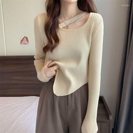 Women's Sweaters French Irregular Pure Knit Sweater Pullover Women Spring And Autumn Interior Unique Long Sleeve Female Top