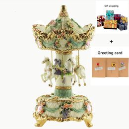 Decorative Objects Figurines Carousel Music Box Colourful lights Musical Resin Children's Gift Birthday Home Decoration love Daughter Bedroom Sky go 221206