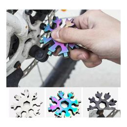 Other Hand Tools Hand Tools Portable Openers Hex Wrench Mtipurpose Spanner Mti Pocket Tool 18 In 1 Mini Snowflake Camp Survive Outdo Dhp7C