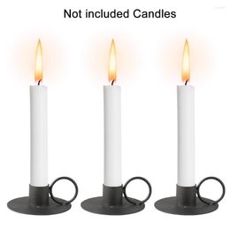 Candle Holders 3pcs Iron Art Home Decor Candlestick Holder Black Wedding Party Restaurant With Handle Thanksgiving Indoor For Taper Desktop