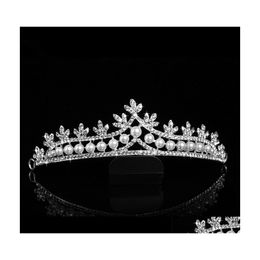 Wedding Hair Jewelry Romantic Korean Style Pearl Rhinestone Wedding Tiaras And Crown Female Highquality Women Beautif Accessorios Dr Dhgiu