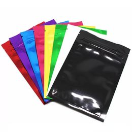 New Style 100pcs Coloured Aliminum foil Zipper Lock Bag Self Sealing Colourful Matellic Mylar Foil Package Bag For Food Grocery