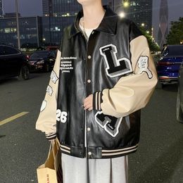 Mens Jackets Winter Men Varsity Leather Jacket Mens Letters Embroidery Patchwork Harajuku Jackets Air Pilot Overcoat Baseball Coats Male 221205