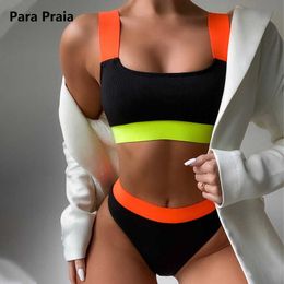 Bras Sets Para Praia 2021 Push Up Bikini High Wasit Swimsuit Sexy Patchwork Bandeau Swimwear Women Sport Swimsuit New Bathing Suit Summer T221206