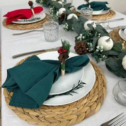 Table Napkin 6PC 30X45CM Christmas Cotton Cloth Napkins Dinner Kitchen Serviette De For Wedding Party Green Home El Banquet Decor