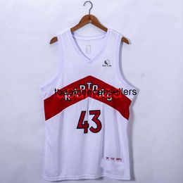 All embroidery 10 styles jersey 43# SIAKAM new white basketball jersey Customise any number name XS-5XL 6XL