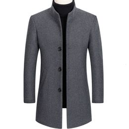 Men's Wool Blends Coat Autumn Winter Long Trench Business Casual Thick en Jacket Overcoats Brand Clothing 221206