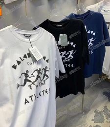 xinxinbuy Men designer destroyed Tee t shirt paris marathon letters print short sleeve cotton women blue white black XS-L