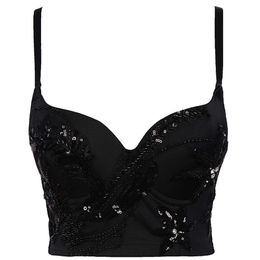 Nightclub disco diamond studded Beaded brassiere cool wearing a bra suspender vest women's body shaping back sports bra