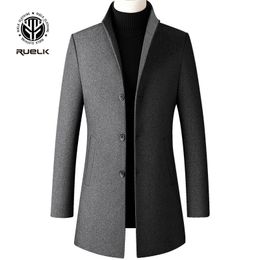 Men's Wool Blends RUELK Woolen Coat Autumn and Winter Mid-length Classic Solid Color Business Trench 221206