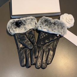 Designer gloves leather CH glove ladies sheepskin rabbit fur winter mitten for official replica Letter leather lace gloves Counter quality European size T0P