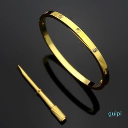 4 mm dünne Silberarmbänder Armreifen für Frauen Männer Titanstahl Goldschraubendreher Armbänder Liebhaber Armband ohne Kiste 16-19cm2579