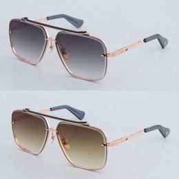 Fashion Designer SIX Metal Sunglasses for women Man Large Square Luxury Rose Gold Glasses vintage Mens Women classical Celebrity style Eyewear Diamond Cut Lens