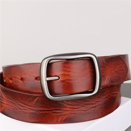 Belts Belt Men's Youth Brown Leather Casual Vintage Handmade Western Jeans Waistband Luxury Quality Designer Mens