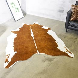 Carpets Cow Printed Carpet Imitation Animal Skins Big Size Rugs And Brown Natural Stripe Living Room Decoration Cowskin Mats