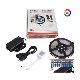 Led Strips Rgb Led Strip Light Tape Flexible Diode Ribbon Smd 5050 24Key 44Key Power Remote Waterproof Lighting 5M Drop Delivery Lig Otauv