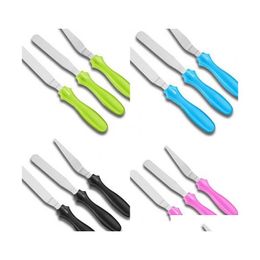 Other Bakeware Stainless Steel Baking Knife Cake Cream Carved Flower Spata Home Furnishing Kitchen Three Piece Suite Demoding Knifes Dhsva