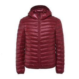 Mens Down Parkas Fashion Boutique Solid Colour Warm Casual Hooded White Duck Jacket Thin and Light Coats 221207