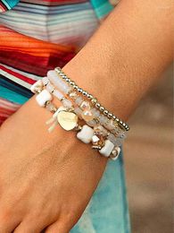 Link Bracelets 4Pcs Bohemian Beading Heart Bracelet Set Pulseras Mujer For Women Femme