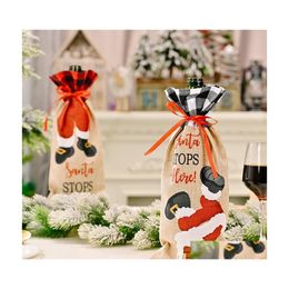 Christmas Decorations Christmas Champagne Wine Bottle Er Santa Claus Gift Bags Xmas Year Decoration Dinner Table Ornaments 4765 Q2 D Dhmlf